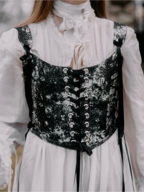 Black and White Lace-Up Corset